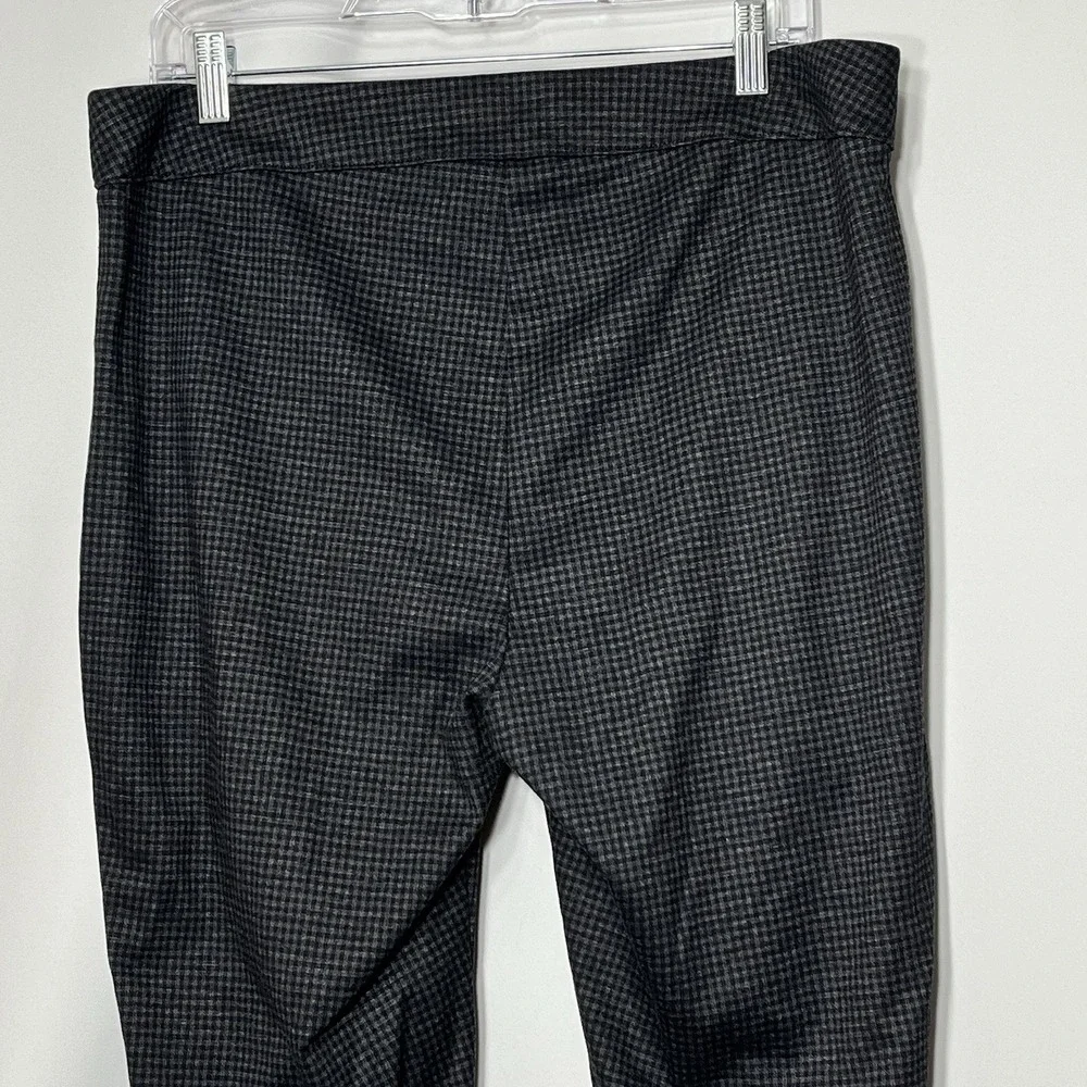 Chicos Pants Womens 3R Size 16 Ankle Gingham Plaid Pull On Pants‎ Black Gray